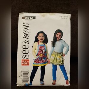 Butterick See and Sew Pattern B6942 Children's/Girl's Apron Size 3-8